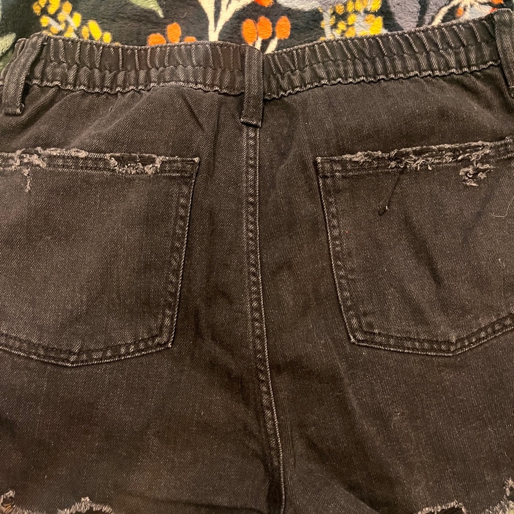 Black denim shorts